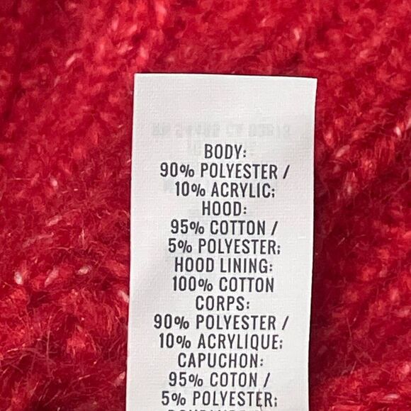 Aerie Offline Red and Gray Mixed Material Thick Knit Hoodie N0337 - Picture 7 of 8